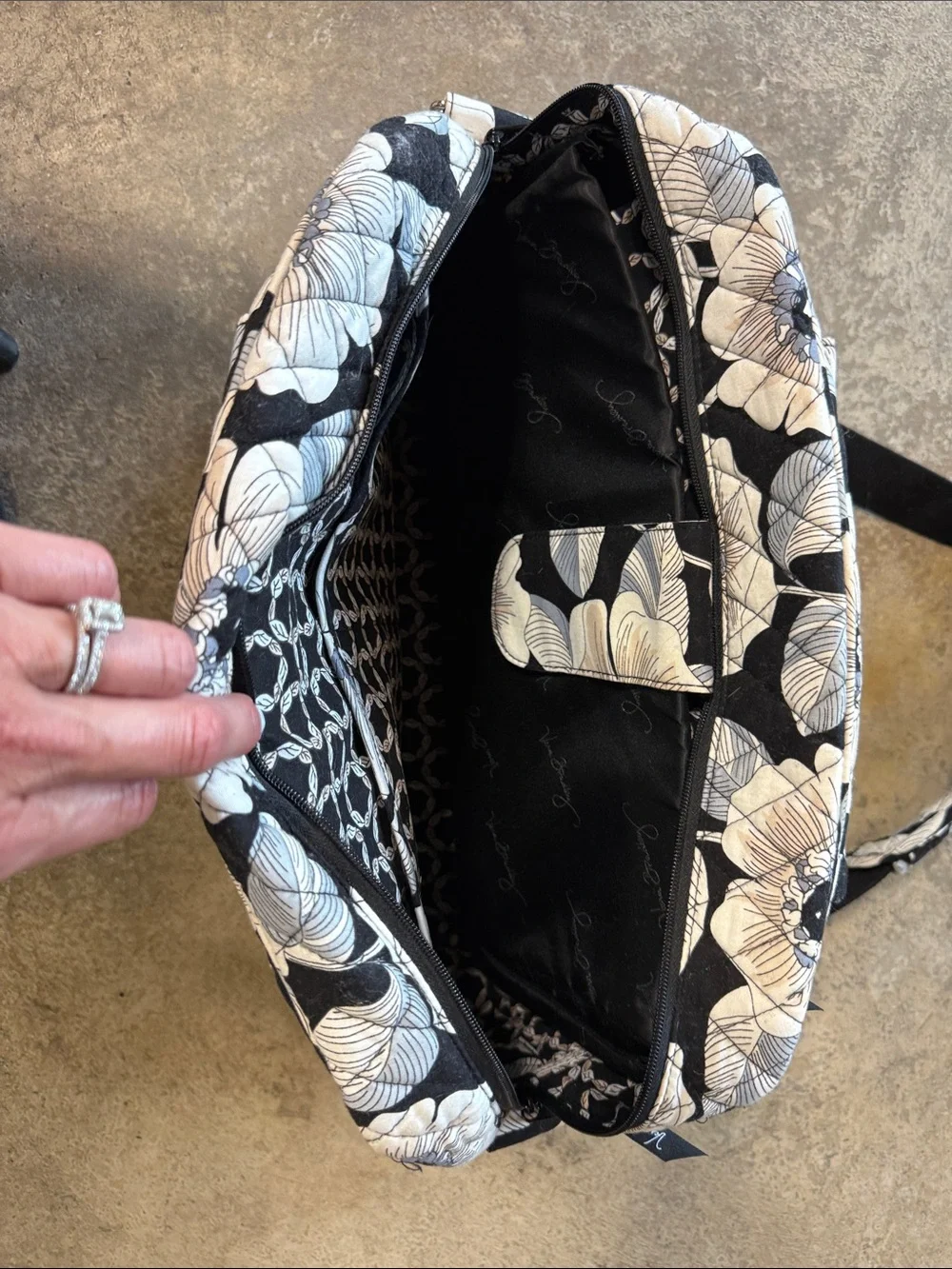 Vera Bradley Black & Cream Quilted Floral Laptop Bag